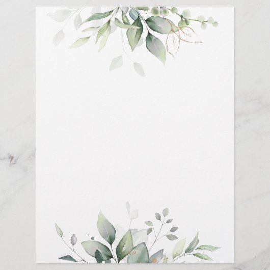 Waterverf botanische groene goudelegant bruiloft f flyer (Achterkant)