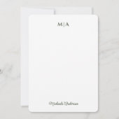 Waterverf Botanische Groene Olijven Monogram & Naa Notitiekaartje (Voorkant)