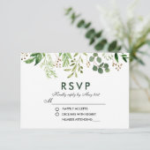 Waterverf Botanische Groene RSVP Weddenschap (Staand voorkant)