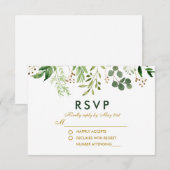 Waterverf Botanische Groene RSVP Weddenschap Kaartje (Voorkant / Achterkant)