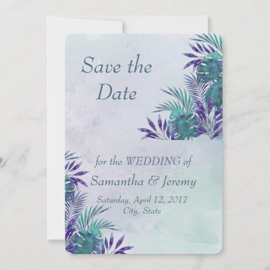 Waterverf Botanische Groene Tropische Save the Dat Date (Voorkant)