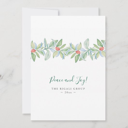 Waterverf Botanische Holly en kerst in Berries Feestdagenkaart (Voorkant)