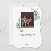 Waterverf Botanische Holly Photo Feestdagenkaart (Achterkant)