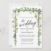 Waterverf Botanische houtoligrafie bruiloft Kaart (Voorkant)