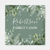 Waterverf Botanische Ivy Ferns Cabin Sage Green Magneet (Voorkant)