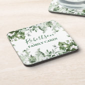 Waterverf Botanische Ivy Ferns Sage Family Cabin Bier Onderzetter (Linkerzijde)