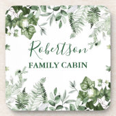 Waterverf Botanische Ivy Ferns Sage Family Cabin Bier Onderzetter (Voorkant)