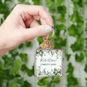 Waterverf Botanische Ivy Ferns Sage Family Cabin Sleutelhanger (Hand)