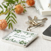 Waterverf Botanische Ivy Ferns Sage Family Cabin Sleutelhanger (Zijkant)