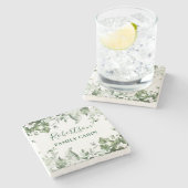 Waterverf Botanische Ivy Ferns Sage Family Cabin Stenen Onderzetter (Zijkant)