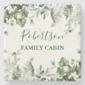 Waterverf Botanische Ivy Ferns Sage Family Cabin Stenen Onderzetter (Voorkant)