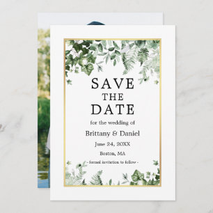 Waterverf Botanische Ivy Greenery Foto Gold Save The Date