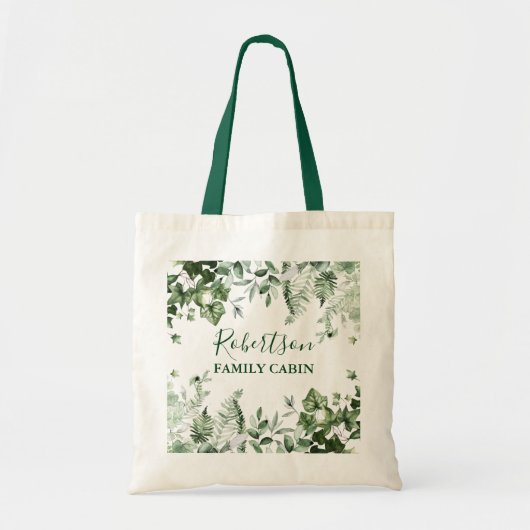 Waterverf Botanische Ivy Sage Ferns Family Cabine Tote Bag (Voorkant)