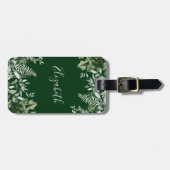 Waterverf Botanische Ivy Sage Ferns Green Bagagelabel (Voorkant horizontaal)