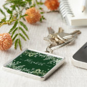 Waterverf Botanische Ivy Sage Ferns Green Sleutelhanger (Zijkant)