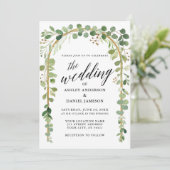 Waterverf Botanische kalligrafie Gold Arch Wedding Kaart (Staand voorkant)