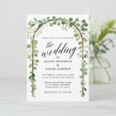 Waterverf Botanische kalligrafie Hout Band Wedding Kaart (Staand voorkant)