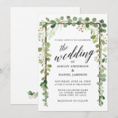 Waterverf Botanische kalligrafie Hout Weddenschap Kaart (Voorkant / Achterkant)