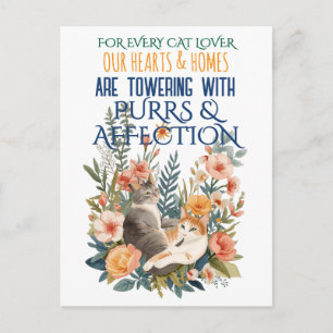 Waterverf Botanische Katten Cottagecore Kat Kunst Briefkaart