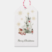 Waterverf botanische kerst cadeaulabel (Voorkant)