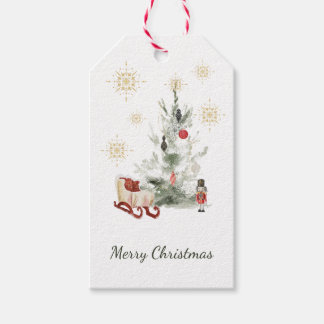 Waterverf botanische kerst cadeaulabel