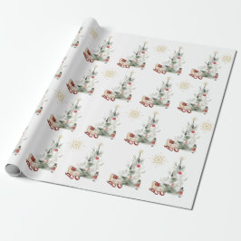 Waterverf botanische kerst cadeaupapier
