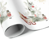 Waterverf botanische kerst cadeaupapier (Rol Hoek)