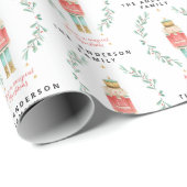 Waterverf botanische kerst cadeaupapier (Rol Hoek)