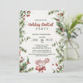 Waterverf Botanische Kerst Cocktailparty Kaart (Staand voorkant)