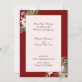 Waterverf Botanische Kerst Custom Name Red Feestdagenkaart (Achterkant)