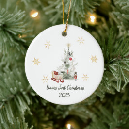 Waterverf botanische kerst keramisch ornament
