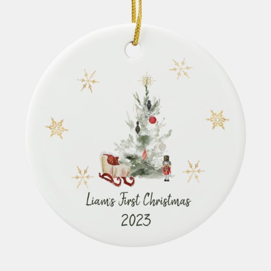 Waterverf botanische kerst keramisch ornament (Voorkant)