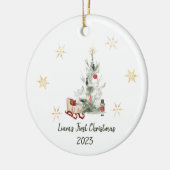Waterverf botanische kerst keramisch ornament (Links)