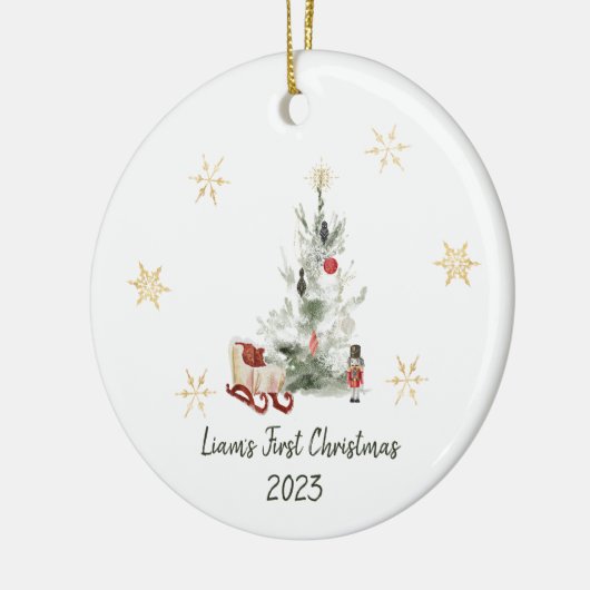 Waterverf botanische kerst keramisch ornament (Links)