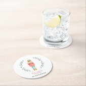 Waterverf botanische kerst ronde kartonnen onderzetter (Insitu)