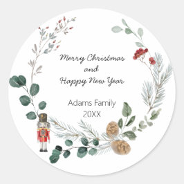 Waterverf botanische kerst ronde sticker