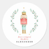 Waterverf botanische kerst ronde sticker (Voorkant)