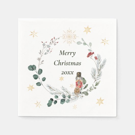 Waterverf botanische kerst servet (Voorkant)