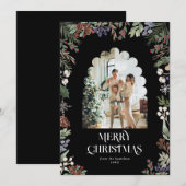 Waterverf Botanische Kerstboog Foto Feestdagenkaart (Voorkant / Achterkant)