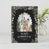 Waterverf Botanische Kerstboog Foto Feestdagenkaart (Staand voorkant)
