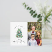 Waterverf Botanische kerstboom Fotogroet Briefkaart (Staand voorkant)
