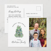 Waterverf Botanische kerstboom Fotogroet Briefkaart (Voorkant / Achterkant)