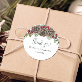 Waterverf Botanische Kerstbruiloft Dank u Ronde Sticker