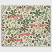 Waterverf Botanische Kerstmis Cadeaupapier (Vlak)