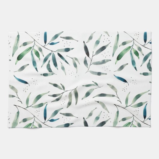 waterverf botanische keukenhanddoek (Horizontaal)