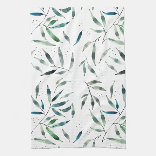 waterverf botanische keukenhanddoek (Verticaal)