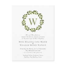 Waterverf Botanische krans Groene Leaf Bruiloft