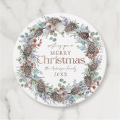 Waterverf Botanische Krans Kerstmis Bedankjes Labels (Voorkant)