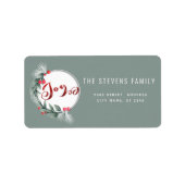 Waterverf botanische krans script Joy Winter Etiket (Voorkant)