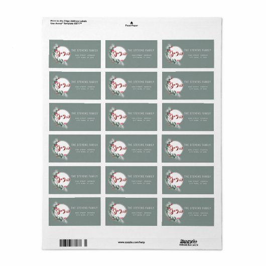 Waterverf botanische krans script Joy Winter Etiket (Full Sheet)